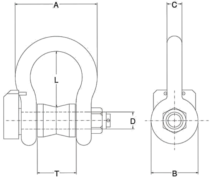 Load shackle dimensions